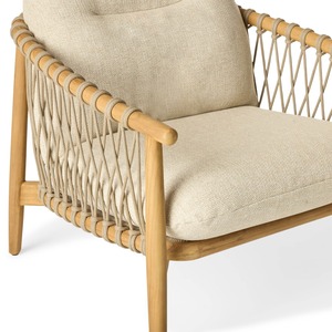 Sillón Moderno de Madera de Teca con Reposabrazos de Cuerda y Cojín Suave – Silla de Relajación de Madera de Lujo para Sala de Estar u Hotel - Product Image 5