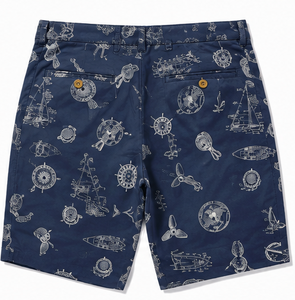 Shorts de bain imprimés pour hommes en tissu Oxford de coton, style décontracté, taille mi-haute, avec braguette boutonnée et poches - Product Image 2