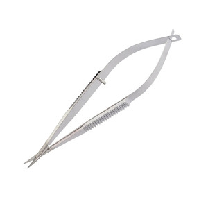 Ciseaux micro-corneiliens Castroviejo de haute qualité, lames courbées de 11 mm, manche plat, acier inoxydable, 10 cm, manuel, certifié CE - Product Image 6