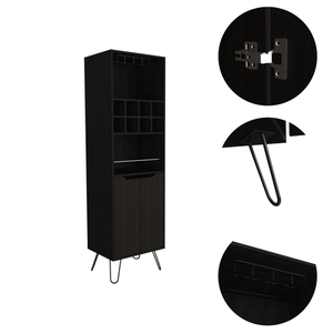 Mueble Bar Alto Manhattan con Ocho Botelleros Integrados y Dos Armarios de Una Puerta en Negro - Product Image 2