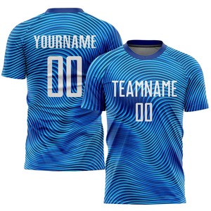 Maillot de football personnalisé en sublimation bleu clair et blanc, respirant, pour équipe, uniforme d'entraînement, vêtements de sport en gros - Product Image 1