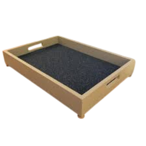 Bac à chaussures en bois naturel avec tapis absorbant noir et poignées, organisateur de rangement pour chaussures d'intérieur et d'extérieur, protection de sol contre la boue - Product Image 1