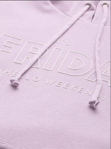 Sudadera con Capucha Lavanda para Mujer, Estampado Friday Hello Weekend, Informal, Manga Larga, Tejido de Algodón, Ropa de Otoño - Product Image 6
