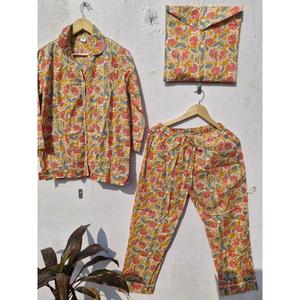 Ensembles de pyjamas à imprimé floral, ensembles de pyjamas en coton indien, ensembles de pyjamas de nuit, robes de nuit, vêtements bohèmes, cadeaux pour elle, Wo - Product Image 1