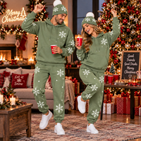 Ensemble de survêtement de Noël personnalisé pour couple, en polaire, avec sweat à capuche, pantalon de jogging et bonnet assorti