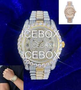 Reloj Digital Personalizado de Acero Inoxidable con Incrustaciones de Diamantes VVS Moissanite |   Estilo Hip-Hop |   Esfera de Vidrio |   Pulsera |   Agua a 10 Bares de Presión - Product Image 1