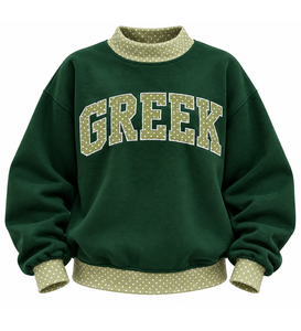 Sweat-shirt personnalisé pour femmes, col rond, en molleton de coton épais, broderie de lettres grecques, style vintage, pull d'hiver - Product Image 4