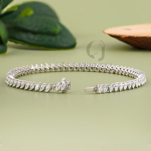 High End 14K White Gold Marquise Lab Grown Diamond <b>Bracelet</b> 3.03 Carats E Color VVS1 Clarity Prong Setting Modern Luxury - Product Image 4