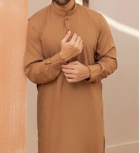 Vêtements traditionnels ethniques musulmans, shalwar kameez en coton, costume formel pakistanais Pathani 2 pièces, salwar kameez, robe décontractée respirante - Product Image 4