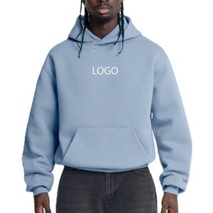 Sudaderas con capucha premium azul cielo con cremallera para hombre, 100% algodón polar, corte holgado oversize, hombro caído, logotipo personalizado, ropa urbana al por mayor - Product Image 1