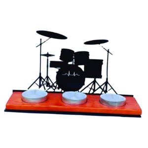 Modern Metal Drum Set <b>Tea</b> <b>Light</b> Candle Holder Wood Base 3-Cup Silhouette Candelabra for Music Lovers Home Decor & Table Gift - Product Image 1