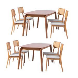 Ensemble de table et de chaises de salle à manger en bois massif de luxe avec un design moderne super confortable pour une utilisation domestique polyvalente - Product Image 5