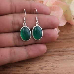 Natural Green <b>Onyx</b> Drop <b>Earrings</b> 925 Sterling Silver Pear Cut Luxury Water Drop Design Women Party Wholesale New Arrival - Product Image 3