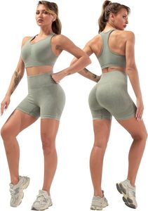 ชุดโยคะผู้หญิงแบบเรียบง่าย เสื้อกล้ามเอวสูง ระบายอากาศได้ดี เป็นมิตรกับสิ่งแวดล้อม ชุดออกกำลังกาย ฟิตเนส ยิมแวร์ รับปักลายตามสั่ง ขายส่ง - Product Image 4