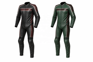 Combinaison de moto en cuir une pièce style Café-Racer |   Noir Bourgogne |   Fabricant OEM ODM |   Qualité de conception haut de gamme |   Vêtements de course - Product Image 5