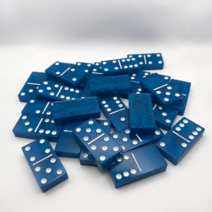 Jeu de dominos en résine bleue fait main, boîte noire brillante, décoration artistique pour la maison, cadeau artisanal, jeux, boîte cadeau écologique, couleur personnalisée - Product Image 5