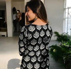 Kurti Corto para Mujer en Mezcla de Rayón y Algodón |   Túnica Étnica para Mujer - Product Image 3