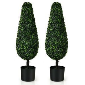 Set di 2 Alberi Topiari Artificiali Eleganti da 90 cm, Resistenti ai Raggi UV, per Interni ed Esterni, Design a Torre per Decorazione Casa - Product Image 2