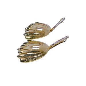 Bijoux en argent sterling 925 plaqué or pour femmes, parfaits pour les occasions spéciales, avec texture d'ailes, ensemble de boucles d'oreilles tendance - Product Image 5