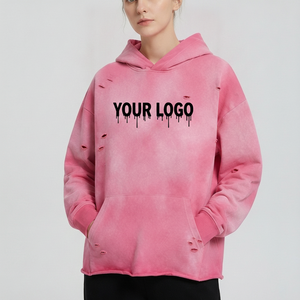 Sweat à capuche surdimensionné pour femme en molleton 100% coton, respirant, écologique, avec logo personnalisé, style streetwear vieilli - Product Image 4