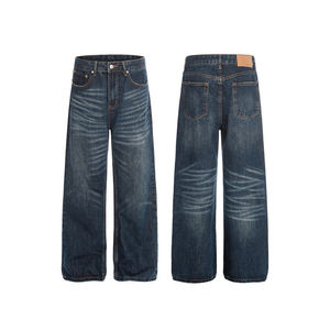 Pantalon en jean pour homme, coupe droite, délavé, personnalisé, style streetwear, effet soleil éclairé - Product Image 3