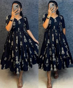 Black A-Line Maxi <b>Dress</b> V-Neck Cap Sleeve Floral Print Organza Elegant Summer <b>Dress</b> With <b>Ruffles</b> RUDRA <b>DRESS</b> 85509 - Product Image 3