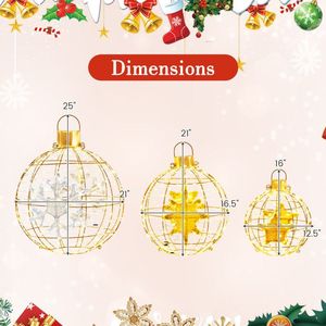 Juego de 3 Faroles Decorativos Preiluminados con 732 Luces LED Brillantes y Estacas para el Suelo - Product Image 4