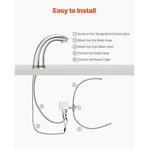 Rubinetto Automatico per Lavabo Bagno con Sensore di Movimento, Senza Contatto, Regolabile, a Batteria, con Copertura per Foro del Rubinetto del WC - Product Image 5