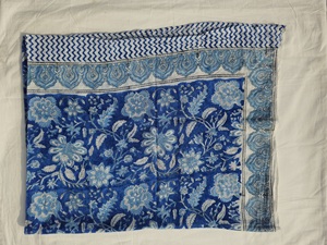 Indian Block Print <b>Sarong</b> <b>Sarong</b> Beach Wrap Cotton <b>Sarong</b> Pareo Block Print Scarf Summer Beach Pareo Blue Floral Hand Block Prin - Product Image 4