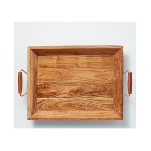 Multipurpose Wooden Serving Tray for <b>Breakfast</b> Meals Snacks Drinks Tea Coffee Desserts Kitchen Dining and Home Use - Product Image 1