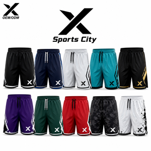 Shorts de basketball sublimés pour hommes X Sports City, taille élastique, évacuation de l'humidité, séchage rapide, polyester, toutes saisons, coupe classique - Product Image 1