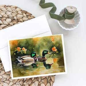 Mallard Whimsical A7 Tamaño 5x7 Tarjetas de notas en blanco Paquete de 8 tarjetas de felicitación con sobres - Product Image 2