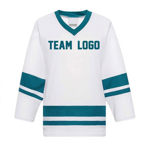 Maillot de hockey sur glace personnalisé pour homme, polyester respirant, logo d'équipe personnalisé, col en V, coupe classique, manches longues, logo imprimé par sublimation - Product Image 1