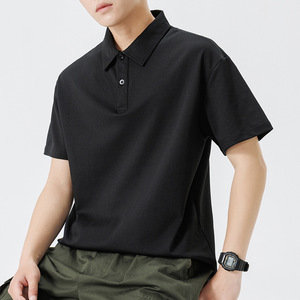 Polo en coton uni pour homme, manches courtes, décontracté, tricoté, vert uni, coupe classique - Product Image 2