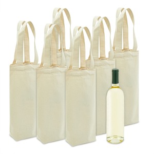 Natural Cotton Canvas <b>Bottle</b> Tote Elegant Wine Gift <b>Bag</b> - Product Image 3