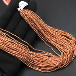 ลูกปัดมูนสโตนสีพีชธรรมชาติเคลือบเงิน คุณภาพสูง ขนาด 2-2.5 มม. รูปทรงรอนเดลล์ ความยาว 13 นิ้ว สำหรับทำเครื่องประดับ - Product Image 6