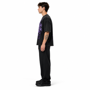 Camiseta Cyberpunk Puff de Algodón Grueso de 260 GSM para Hombre, Estilo Vintage Lavado, Hombros Caídos, Oversize, con Gráficos, Streetwear - Product Image 3