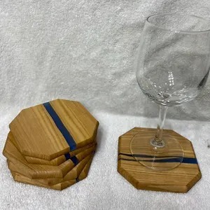Epoxy Resin Wood <b>Coaster</b> Square Shape Home Decoration Wooden <b>Drinking</b> Cup <b>Coasters</b> Handmade Best Price with Holder Model - Product Image 4