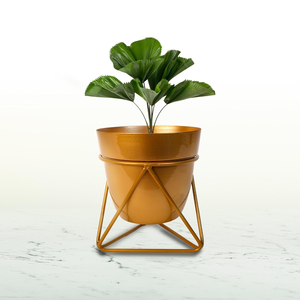 Gold <b>Metal</b> Flower Planter Pot with Iron <b>Stand</b> Luxury Elevated <b>Plant</b> Holder for Modern Interior Decoration Elegant Indoor Garden - Product Image 5