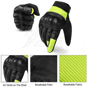 Gants de moto en cuir légers, durables et respirants pour l'hiver, avec support de sécurité, fermeture de poignet réglable et paume antidérapante - Product Image 2