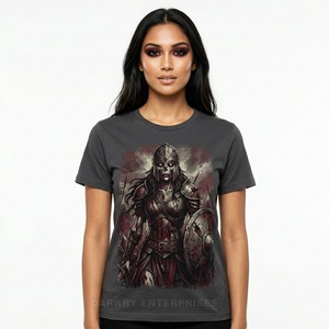 Camiseta Gráfica para Mujer, con Logotipo Personalizado, Estilo Guerrero de Fantasía, Horror, Algodón Premium, Estética Oscura, Fabricante de Ropa al por Mayor - Product Image 1