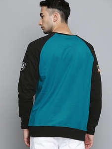 เสื้อสเวตเชิ้ตแขนยาวสีเขียวอมฟ้าและสีดำสำหรับผู้ชาย คอกลม ลายทาง พิมพ์ลายลำลอง ทรงปกติ ผ้าถักสำหรับฤดูใบไม้ร่วง ผ้าฝ้าย 100% - Product Image 4