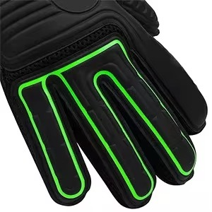 Premium Quality German Latex Custom Design Black and Green Negative Cut Soccer Goalkeeper <b>Gloves</b> With 4mm German Latex - Product Image 3