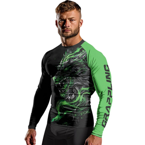 Rashguard à manches longues MMA BJJ, tissu extensible à séchage rapide, logo personnalisé, haut d'entraînement pour arts martiaux et grappling, prix bas, OEM personnalisé - Product Image 3