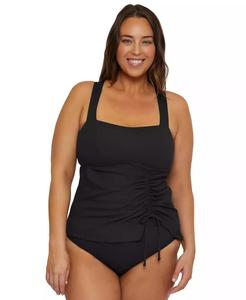 Haut de tankini multi-positions à bords modernes et côtelés, grande taille |   Becca ETC - Product Image 1