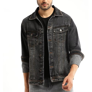 Veste en jean slim fit en coton pour homme, veste d'hiver tendance avec boutons métalliques pour l'extérieur - Product Image 1