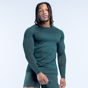 Camisetas de Gimnasio de Manga Larga para Hombre, Transpirables, de Poliéster, de Secado Rápido, Cuello Redondo, Camisetas de Entrenamiento Físico para Hombre al por Mayor - Product Image 4
