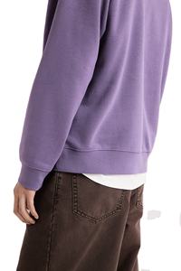 ผ้าฝ้ายผสมคอกลมทรงหลวมสำหรับผู้ชายผ้าคอตตอนผสมแขนยาวสีม่วงเปิดไหล่ตก - Product Image 5