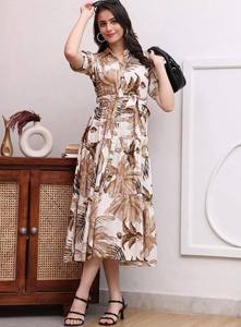 Vestido Midi de Algodón con Estampado Floral para Mujer, Corte Regular, Estilo Casual de Verano, Ropa Étnica de India y Pakistán, Impresión Digital, Elástico - Product Image 6