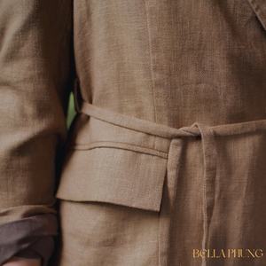 Blazer élégant et écologique pour femme, 100 % ramie vietnamienne avec doublure en coton, coupe décontractée, poches latérales à rabat avant, fabriqué avec soin - Product Image 4